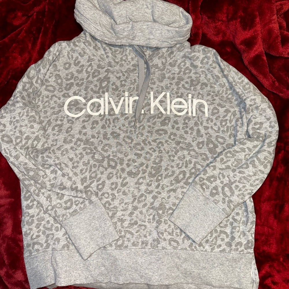 Calvin Klein Gray Leopard Print Hoodie